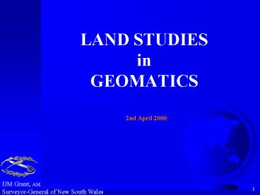 LAND STUDIES in GEOMATICS