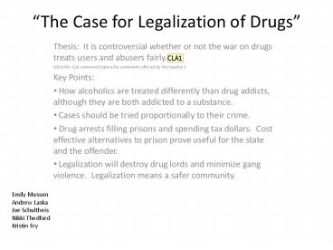 The Case for Legalization of Drugs
