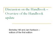 Discussion on the Handbook 
