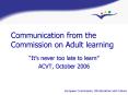 Communication from the Commission on Adult learning PowerPoint PPT Presentation