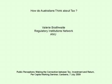 How do Australians Think about Tax
