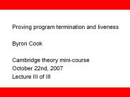 Proving program termination and liveness