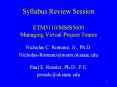 Syllabus Review Session ETM5110MSIS5600 Managing Virtual Project Teams PowerPoint PPT Presentation