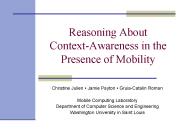 Reasoning About ContextAwareness in the Presence of Mobility