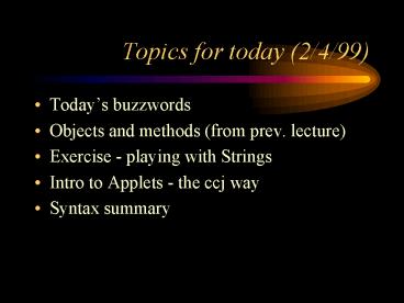 Topics for today 2499