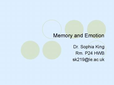 Memory and Emotion