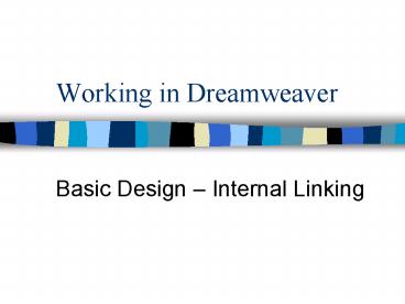Working in Dreamweaver