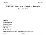 IEEE 802 Emergency Services Tutorial