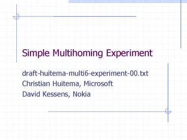 Simple Multihoming Experiment