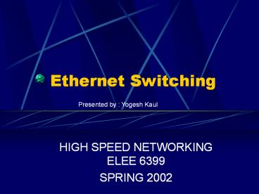 Ethernet Switching