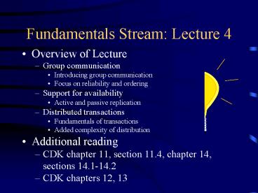 Fundamentals Stream: Lecture 4