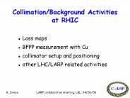 CollimationBackground Activities at RHIC