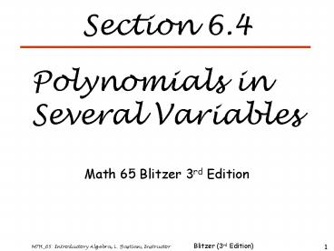 Math 65 Blitzer 3rd Edition