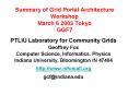 Summary of Grid Portal Architecture Workshop March 6 2003 Tokyo GGF7 PowerPoint PPT Presentation