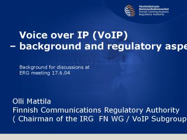 Voice over IP (VoIP)