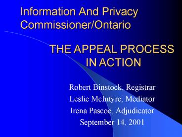 Information And Privacy CommissionerOntario