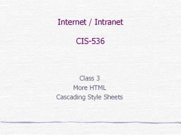 Internet / Intranet CIS-536