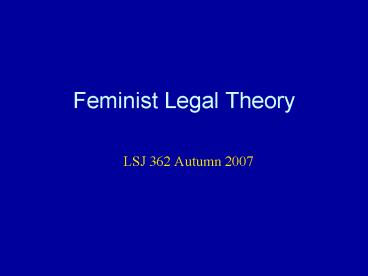 Feminist Legal Theory