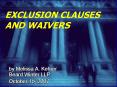 EXCLUSION CLAUSES AND WAIVERS PowerPoint PPT Presentation