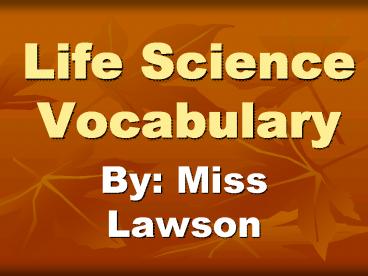 Life Science Vocabulary