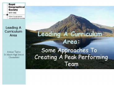 Leading A Curriculum Area: