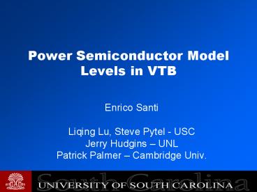 Power Semiconductor Model Levels in VTB