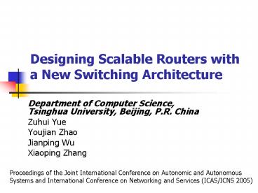 Designing Scalable Routers with a New Switching Architecture