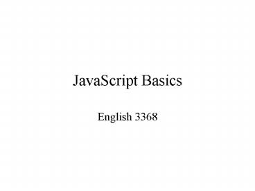 JavaScript Basics presentation | free to view