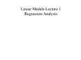 Linear Models Lecture 1 PowerPoint PPT Presentation