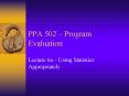 PPA 502 Program Evaluation PowerPoint PPT Presentation