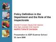 Policy Definition in the Department and the Role of the Inspectorate PowerPoint PPT Presentation