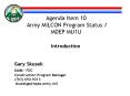 Agenda Item 10 Army MILCON Program Status MDEP MU1U PowerPoint PPT Presentation