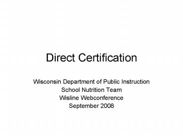 Direct Certification