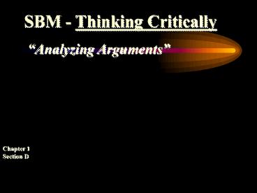 SBM Thinking Critically