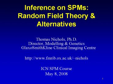 Inference on SPMs: Random Field Theory