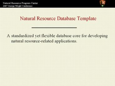 Natural Resource Database Template