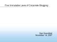 Five Immutable Laws of Corporate Blogging PowerPoint PPT Presentation