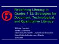 Redefining Literacy in Grades 712: Strategies for Document, Technological, and Quantitative Literacy PowerPoint PPT Presentation