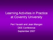 Learning Activities in Practice at Coventry University