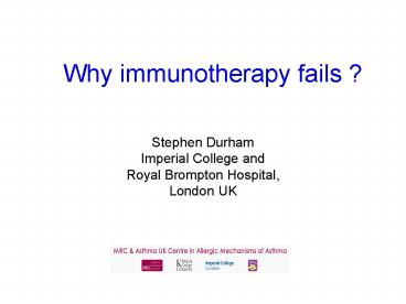 Why immunotherapy fails
