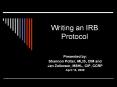 Writing an IRB Protocol PowerPoint PPT Presentation