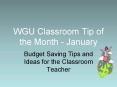 WGU Classroom Tip of the Month January