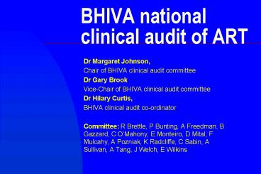 BHIVA national clinical audit of ART