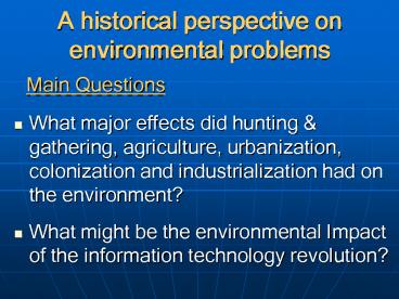 A historical perspective on environmental problems