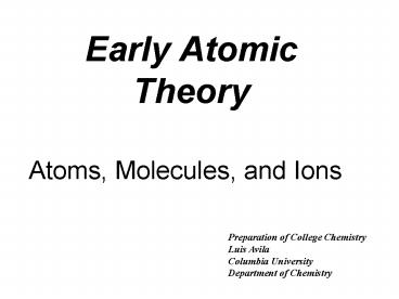 Early Atomic Theory
