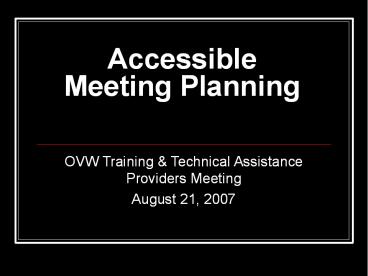 Accessible Meeting Planning