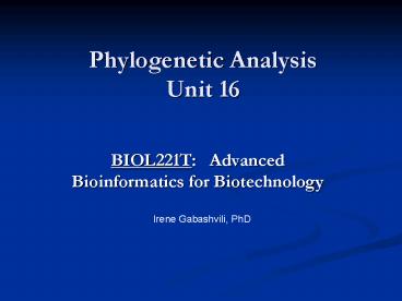 Phylogenetic Analysis Unit 16