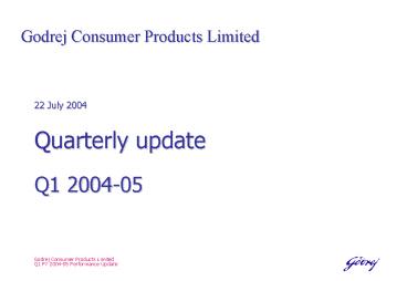 Godrej Consumer Products Limited