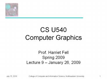 CS U540 Computer Graphics