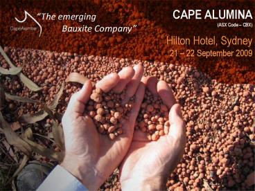 CAPE ALUMINA ASX Code CBX